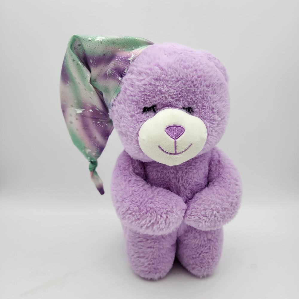 Kneeling Praying Bear Plush 12" Purple Now I Lay Me Down To Sleep Talking Toy